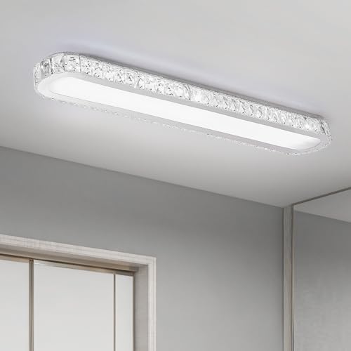 Oninio Kristall Deckenleuchte Dimmbare Deckenlampe mit Fernbedienung Moderne Deckenleuchte lange Streifen-Deckenleuchte für Wohnzimmer, Küche, Esszimmer, Schlafzimmer 100 cm von Oninio