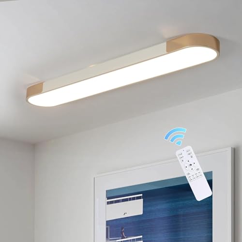 Oninio LED Deckenleuchte Moderne Deckenlampe Dimmbare Deckenleuchte mit Fernbedienung für Schlafzimmer Wohnzimmer Esszimmer (Gold 100cm) von Oninio
