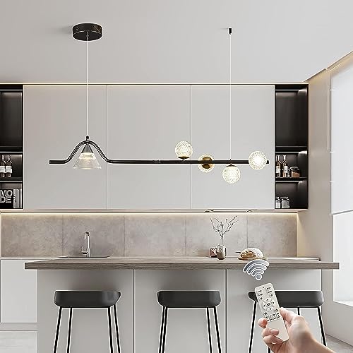 Oninio Moderne Pendelleuchte Esstisch Dimmbare Pendelleuchte mit 5 Lichtern Küchenlampe Hängelampe Schlafzimmer für Esszimmer, Kücheninsel, Esszimmer (110cm Schwarz) von Oninio