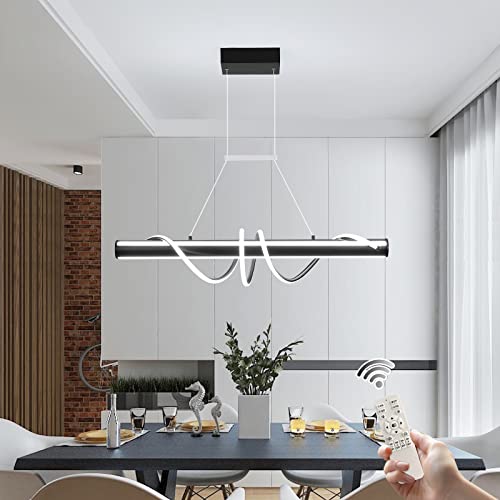 Oninio Moderne esstisch Pendelleuchte, Dimmbarer LED Pendelleuchte mit Fernbedienung Wohnzimmerlampe, Wellen-Hängeleuchte für Esstisch, Wohnzimmer, Schlafzimmer 91CM von Oninio