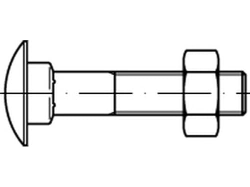 DIN 603 Mu Stahl Flachrundschrauben mit Vierkantansatz, mit Sechskantmutter - Abmessung: M10x120 (50 Stück) von Online-Befestigungstechnik