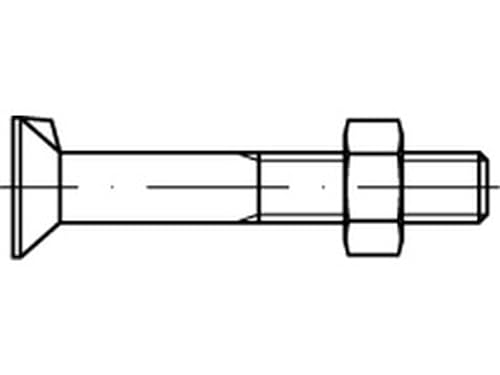 DIN 604 Mu Stahl Senkschrauben mit Nase, mit Sechskantmutter - Abmessung: M20x70 (25 Stück) von Online-Befestigungstechnik