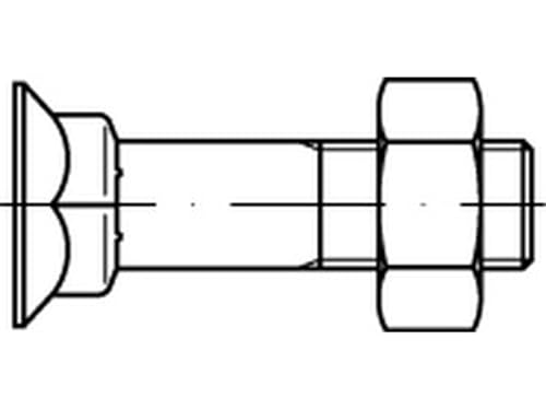 DIN 608 Mu 8.8 Senkschrauben mit niedrigem Vierkantansatz, mit Sechskantmutter - Abmessung: M10x60 (100 Stück) von Online-Befestigungstechnik