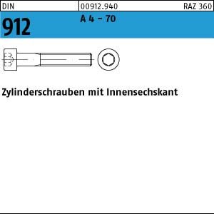 DIN 912 A 4 - 70 Zylinderschrauben mit Innensechskant - Abmessung: M20x200* (1 Stück) von Potsdamer Schrauben