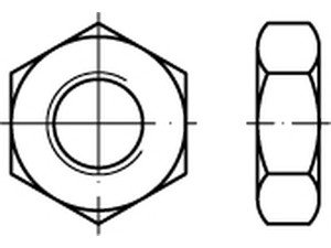 DIN 936 Messing Fein Sechskantmuttern, niedrige Form mit metrischem Feingewinde - Abmessung: M10x1 (100 Stück) von Online-Befestigungstechnik