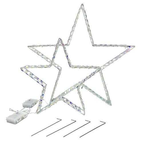 2er Set LED Weihnachtssterne mit Folieneffekt - LED-Lichterkette mit Funkeleffektt - Leuchtsterne mit 6-Stunden Timer - Weihnachtsdeko, Outdoor geeignet (Rot) von Online Fuchs
