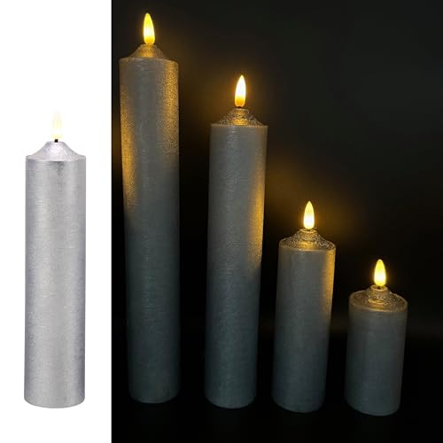 5 LED Kerzen XL aus Echtwachs mit realistischer Flamme - Nur mit 6 Stunden Timerfunktion nutzbar (Taubenblau) von Online Fuchs