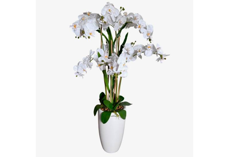 Kunstblume Künstliche Pflanzen, Blumen im Topf, wie echt in XXL - 115 cm groß - Orchideen, Online-Fuchs, 72 wunderschöne Blüten im Real-touch-look von Online-Fuchs