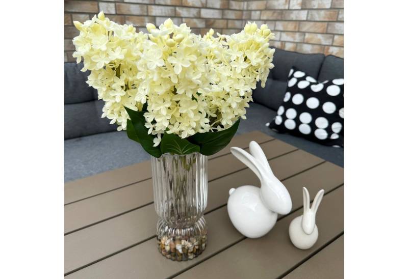 Kunstblumenstrauß künstliche Blumen mit dekorativer Glasvase und Wassereffekt - Fliederblüten wie echt, Online-Fuchs, - ca. 48 cm groß von Online-Fuchs