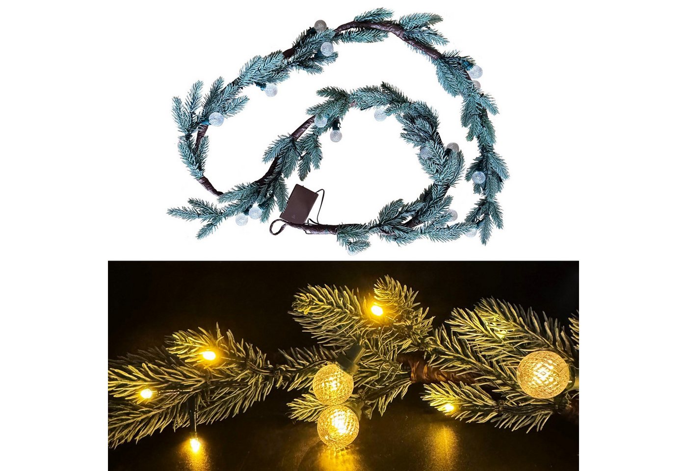 Kunstgirlande aus verschneiten Tannenzweigen inkl. LED-Lichterkette & Timer, künstliche Tannenbaumzweige, Online-Fuchs, Girlande für Winter & Weihnachten mit kleinen Lampions Kunstgirlande aus verschneiten Tannenzweigen inkl. LED-Lichterkette & Timer, künstliche Tannenbaumzweige, Online-Fuchs, Girlande für Winter & Weihnachten mit kleinen Lampions von Online-Fuchs