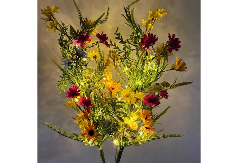 Kunstzweig 2 Deko Zweige mit künstlichen Blüten und 30 LED Lichtern inkl. Timer - künstliche Blumen, Pflanzen, Online-Fuchs, Leuchtzweige inkl. 6-Stunden Timerfunktion von Online-Fuchs