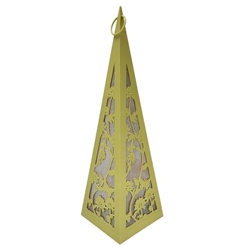 LED Laterne Pyramide mit Schmetterlingen & Blumen inklusive 6-Stunden Timer - Outdoor geeignet - LED-Lichterkette mit Dauerleuchten oder Funkeleffekt - Gartendeko für draußen (Hellgrün) von Online Fuchs