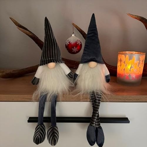 Online Fuchs 2 süße Wichtel Figuren als Kantenhocker im Set - Weihnachtszwerge, Weihnachtsdeko, Weihnachten Dekoration (Taubenblau) von Online Fuchs
