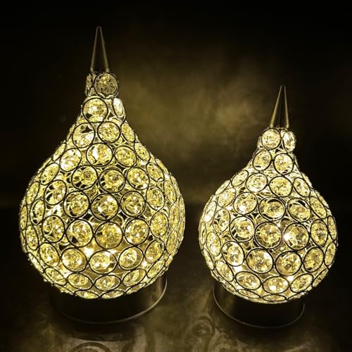 Online Fuchs 2er Set magische Tropfen mit Glaskristallen und LED-Lichterkette inklusive 6-Stunden Timerfunktion - Stimmungslichter, ganzjährige Deko (Silber) von Online Fuchs