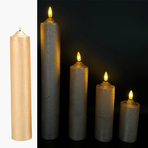 5 LED Kerzen XL aus Echtwachs mit realistischer Flamme - Nur mit 6 Stunden Timerfunktion nutzbar (Champagner) von Online Fuchs