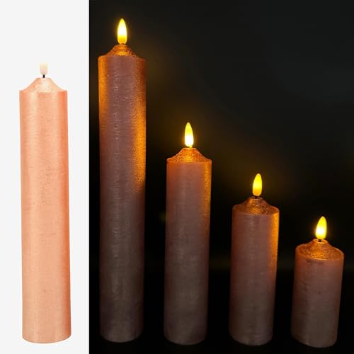 5 LED Kerzen XL aus Echtwachs mit realistischer Flamme - Nur mit 6 Stunden Timerfunktion nutzbar (Rosé) von Online Fuchs