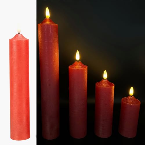 Online Fuchs 5 LED Kerzen XL aus Echtwachs mit realistischer Flamme - Nur mit 6 Stunden Timerfunktion nutzbar (Rot) von Online Fuchs
