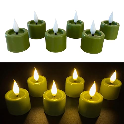 Online Fuchs 6er Set LED Teelichter mit spiegelnder Flamme, Fernbedienung und 6-Stunden Timer - Kerzen (Grün) von Online Fuchs