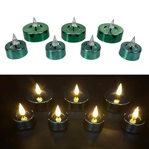 7er Set LED Kerzen Teelichter XL Shiny mit 6-Stunden Timer und spiegelnder Glanzoberfläche (Salbei) von Online Fuchs