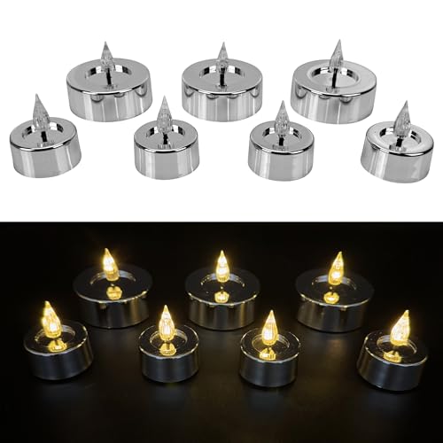 Online Fuchs 7er Set LED Kerzen Teelichter XL Shiny mit 6-Stunden Timer und spiegelnder Glanzoberfläche (Silber) von Online Fuchs