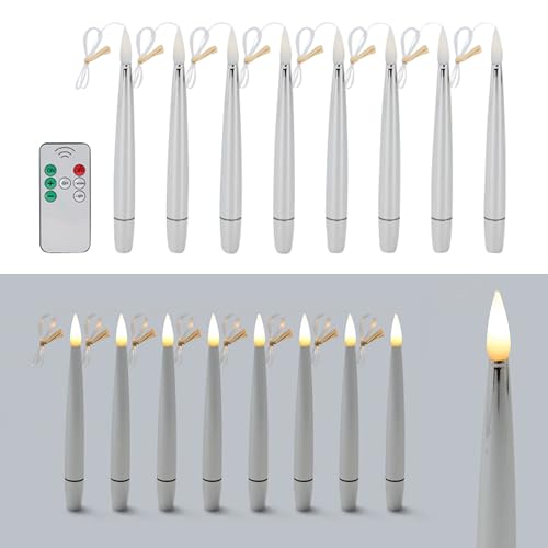 Online Fuchs 8 fliegende LED Kerzen mit Fernbedienung und Timer - Flying Candles - Schwebende Christbaumkerzen, Weihnachtskerzen (Silber) von Online Fuchs