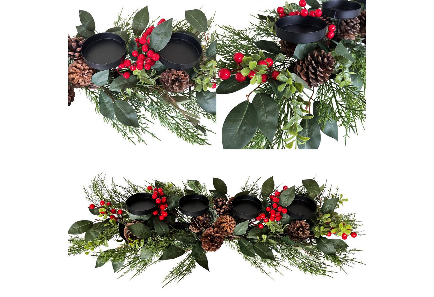 Online-Fuchs Adventskranz - Adventsgesteck XL, Kerzenhalter aus Metall für 4 Stumpenkerzen, Weihnachtsdeko fertig dekoriert - 80 cm breit Online-Fuchs Adventskranz - Adventsgesteck XL, Kerzenhalter aus Metall für 4 Stumpenkerzen, Weihnachtsdeko fertig dekoriert - 80 cm breit von Online-Fuchs