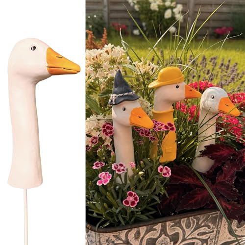 Online Fuchs BLUMENSTECKER, Beetstecker Gänsehals, Gans - 16 bis 17 cm groß - Deko Gartenfiguren für draußen (Normal) von Online Fuchs