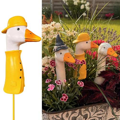 Online Fuchs BLUMENSTECKER, Beetstecker Gänsehals, Gans - 16 bis 17 cm groß - Deko Gartenfiguren für draußen (Regenmantel) von Online Fuchs