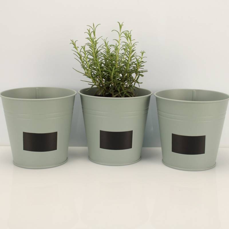 Online-Fuchs Blumentopf 3er Set runde Blumentöpfe zum Beschriften im Set - Kräutertopf (3er Set), Metall von Online-Fuchs