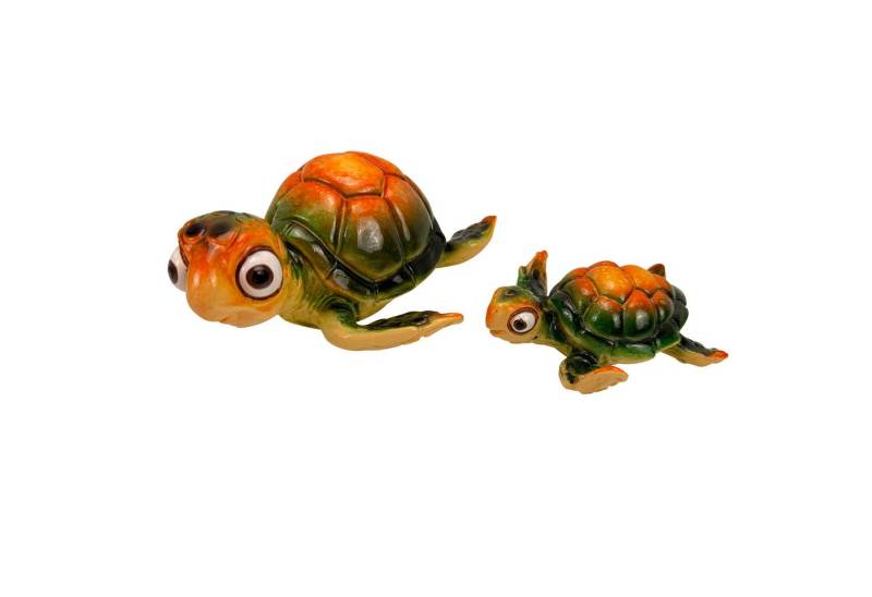 Online-Fuchs Gartenfigur - Deko Figuren 2 süße Schildkröten für Garten, Teich oder auch im Haus, (2er Set, Handbemalt), wetterfest, für den Außenbereich geeignet von Online-Fuchs