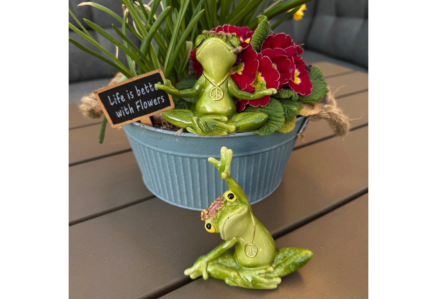 Online-Fuchs Gartenfigur - Deko Figuren Set YOGA Frosch für Garten, Heim oder Büro, (Set wählbar), wetterfest, für den Außenbereich geeignet von Online-Fuchs