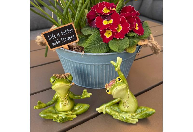 Online-Fuchs Gartenfigur - Deko Figuren Set YOGA Frosch für Garten, Heim oder Büro, (Set wählbar), wetterfest, für den Außenbereich geeignet von Online-Fuchs