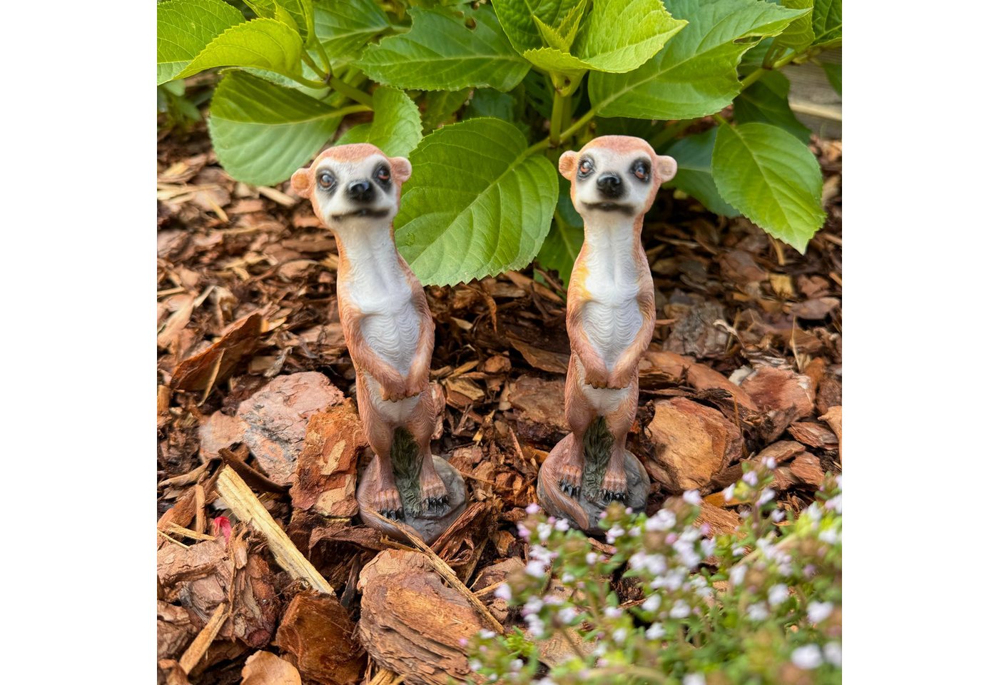 Online-Fuchs Gartenfigur Erdmännchen Deko Figuren im Set für den Garten - Wetterfest, Gartenfiguren aus Kunstharz für den Außenbereich von Online-Fuchs