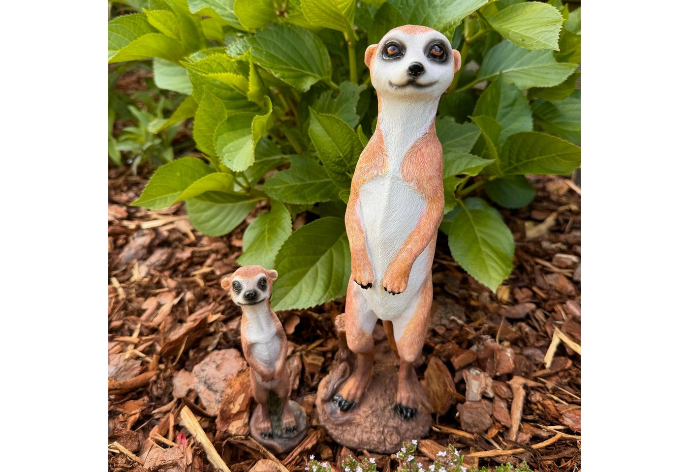 Online-Fuchs Gartenfigur Erdmännchen Deko Figuren im Set für den Garten - Wetterfest, Gartenfiguren aus Kunstharz für den Außenbereich von Online-Fuchs