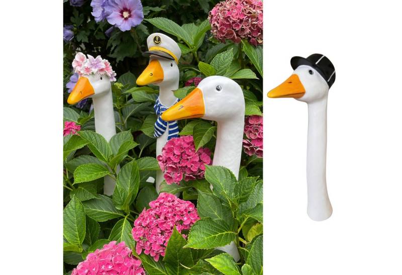 Online-Fuchs Gartenfigur Gänsehals Gartenstecker Gans - lustige Deko Gartenfiguren, Beetstecker, Gänsekopf für außen, 35 bis 38 cm groß von Online-Fuchs