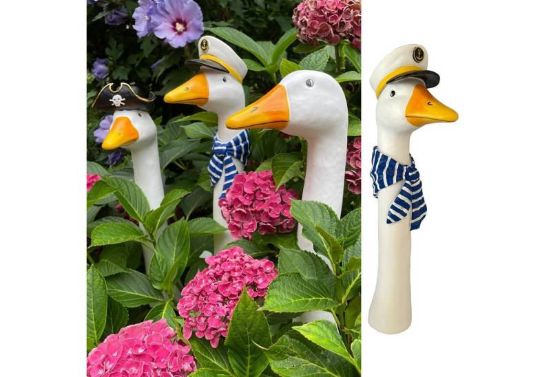 Online-Fuchs Gartenfigur Gänsehals Gartenstecker Gans - lustige Deko Gartenfiguren, Beetstecker, Gänsekopf für außen, 35 bis 38 cm groß von Online-Fuchs