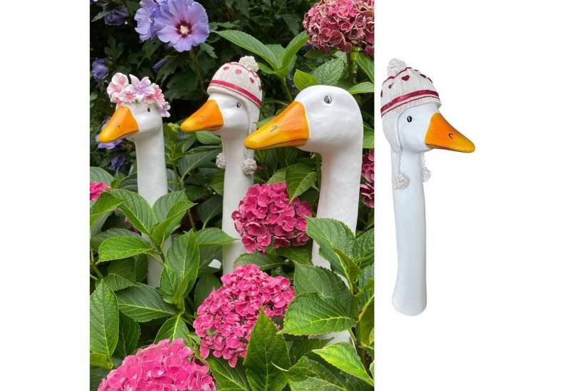 Online-Fuchs Gartenfigur Gänsehals Gartenstecker Gans - lustige Deko Gartenfiguren, Beetstecker, Gänsekopf für außen, 35 bis 38 cm groß von Online-Fuchs