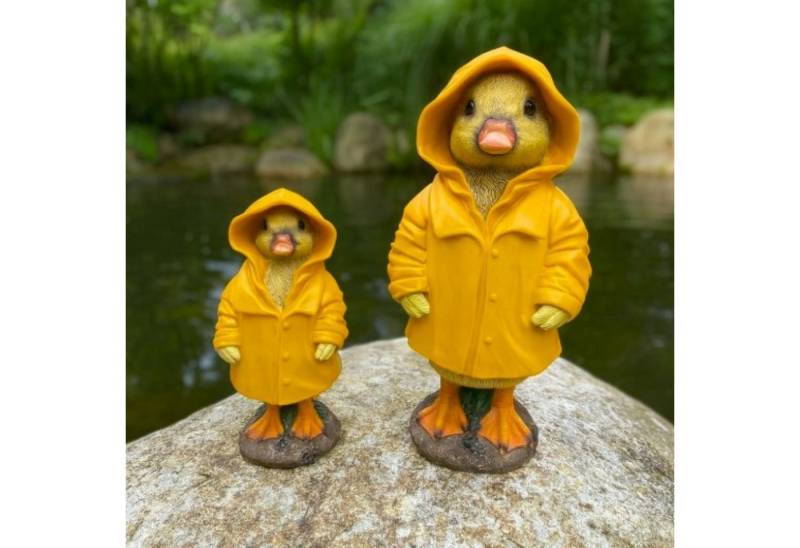 Online-Fuchs Gartenfigur für außen - süße Ente im Regenmantel - Teichdekoration, Figuren, (Ente im Regenmantel), aus Kunstharz (Polyresin) gefertigt - für den Innen- und Außenbereich von Online-Fuchs