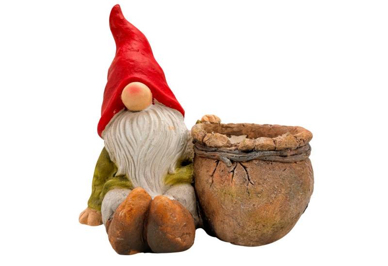Online-Fuchs Gartenfigur großer Gartenzwerg mit Blumentopf für draußen geeignet - Deko, wetterfest von Online-Fuchs