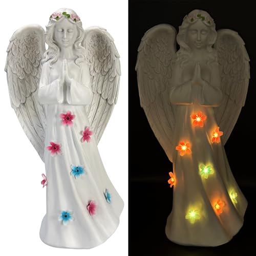 Online Fuchs Gartenfiguren - großer Engel mit LED beleuchteten Blumen für draußen - wetterfest - 37 cm hoch - Figuren mit Batteriebetrieb inkl. 6-Stunden Timer Online Fuchs Gartenfiguren - großer Engel mit LED beleuchteten Blumen für draußen - wetterfest - 37 cm hoch - Figuren mit Batteriebetrieb inkl. 6-Stunden Timer von Online Fuchs
