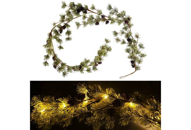 Online-Fuchs Girlanden - Tannengirlande mit LED-Lichterkette & Tannenzapfen - Weihnachtsdeko, inklusive 6-Stunden Timerfunktion - 180 cm lang von Online-Fuchs