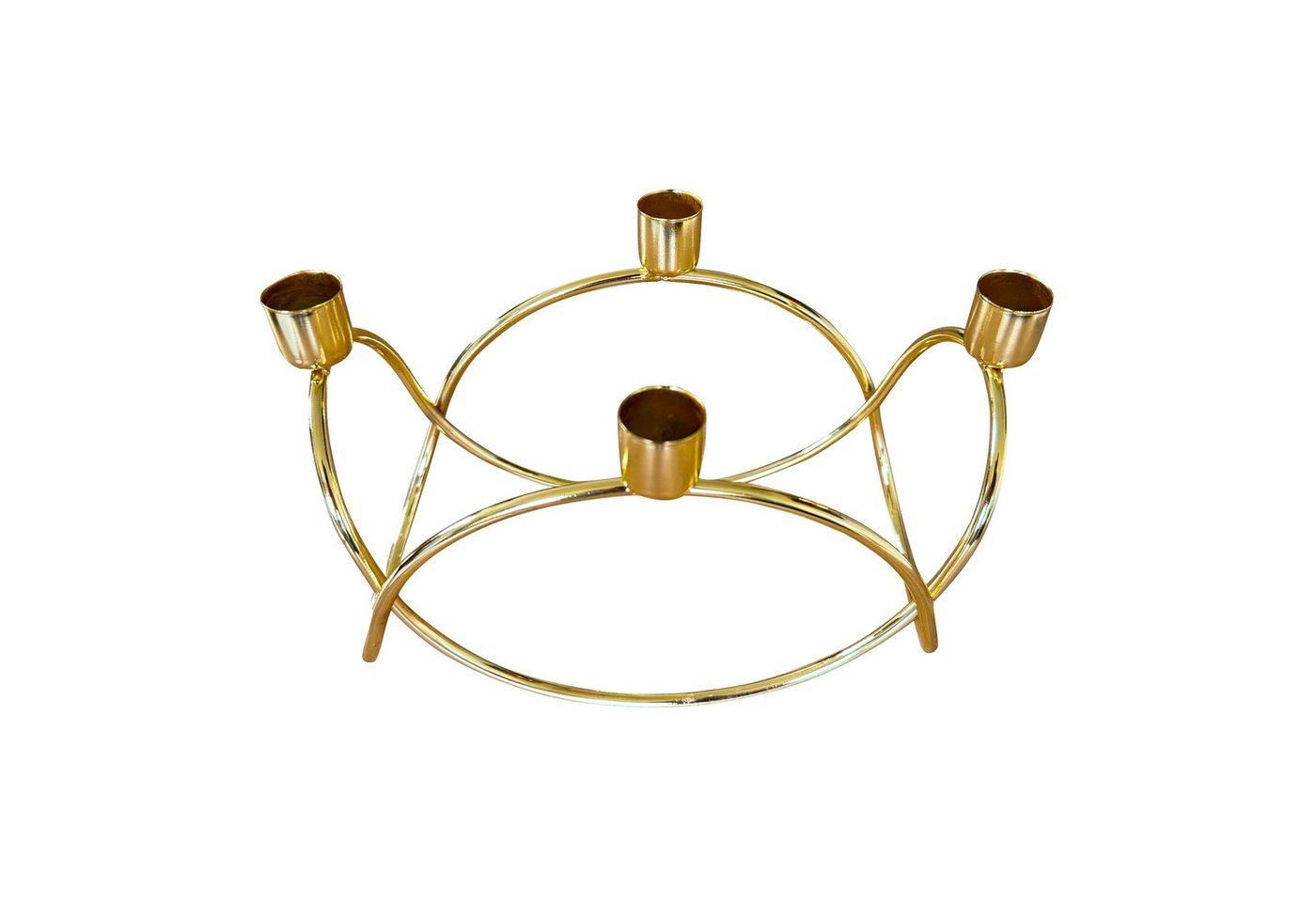 Online-Fuchs Kerzenhalter Kerzenständer, moderner Adventskranz aus Metall, geschwungen (Gold -, 24 x 13 cm groß), für 4 Stabkerzen geeignet von Online-Fuchs
