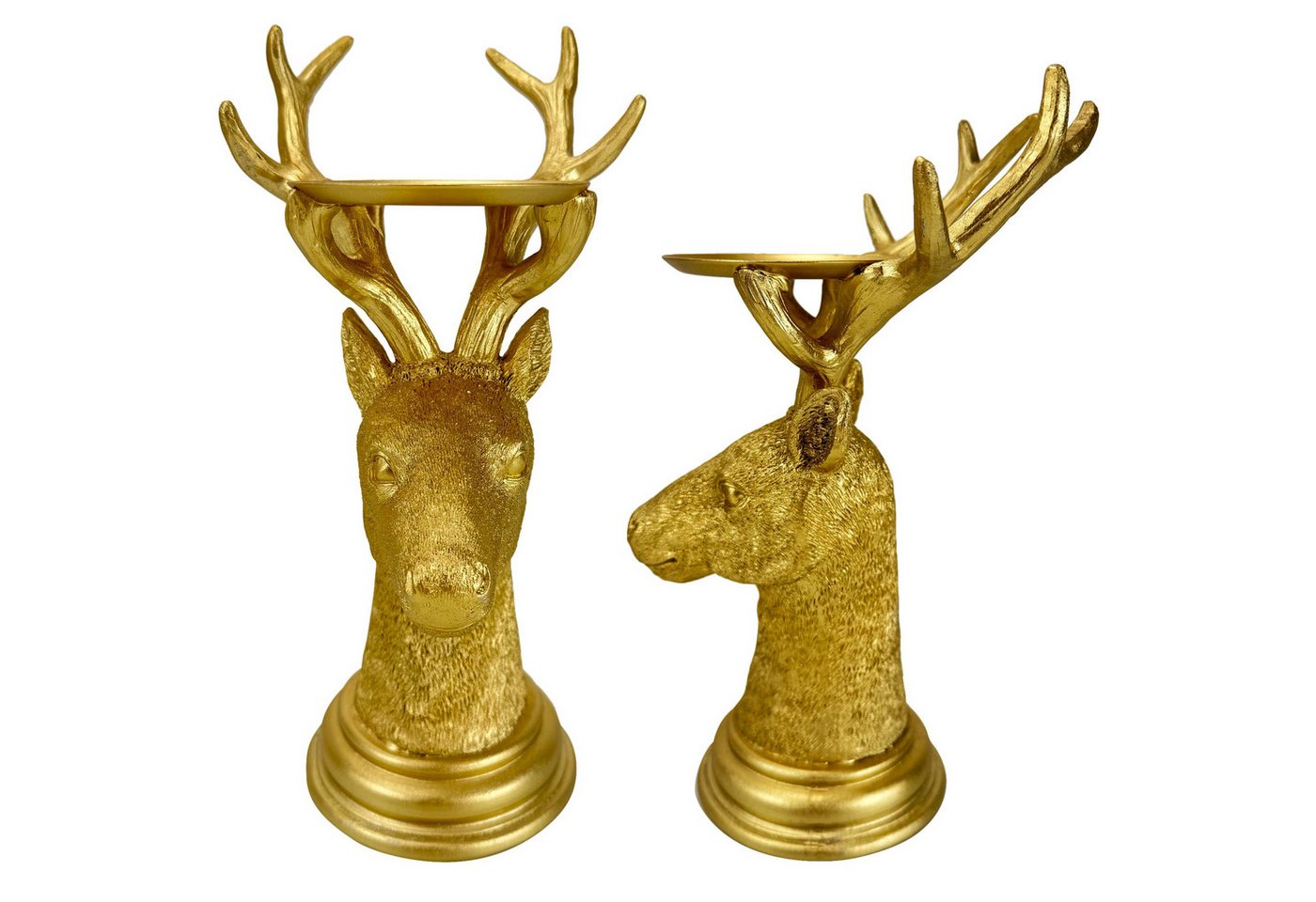 Online-Fuchs Kerzenhalter - Kerzenständer Hirsch für Stumpenkerzen - Tischdeko Geweih (Gold oder Weiß, modernes Design), Deko für Herbsts, Winter - 25,5 cm groß von Online-Fuchs