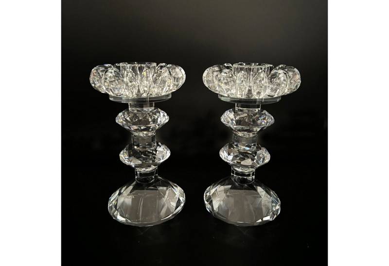 Online-Fuchs Kerzenhalter aus Glas für Stabkerzen im 2er Set - Kerzenständer - 15 cm hoch, aus Krtistallglas gefertigt, 211 von Online-Fuchs