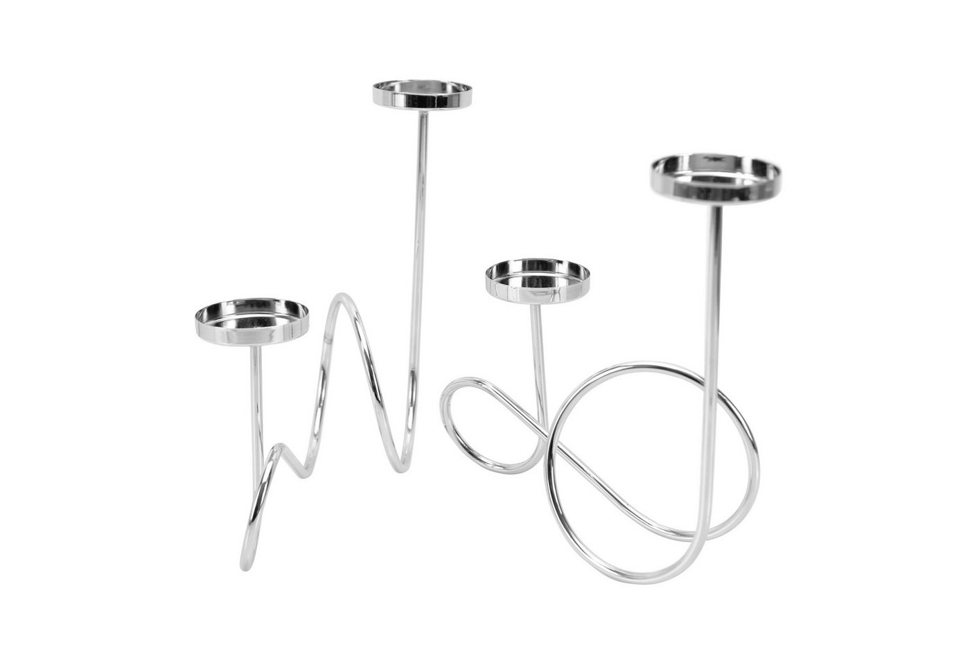Online-Fuchs Kerzenhalter aus Metall für 4 Teelichter - Modern und elegant geschwungen (Silber), 2 Kerzenhalter für 4 Teelichter, Votivkerzen von Online-Fuchs