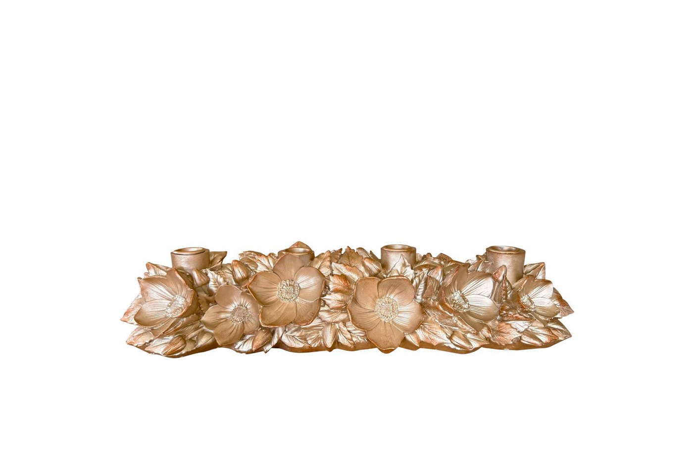 Online-Fuchs Kerzenständer Kerzenhalter für 4 Stabkerzen aus Weihnachtssternen - Adventskranz (Vintage-Look, Gold/Champagner farbig), Dekoration für Weihnachten von Online-Fuchs