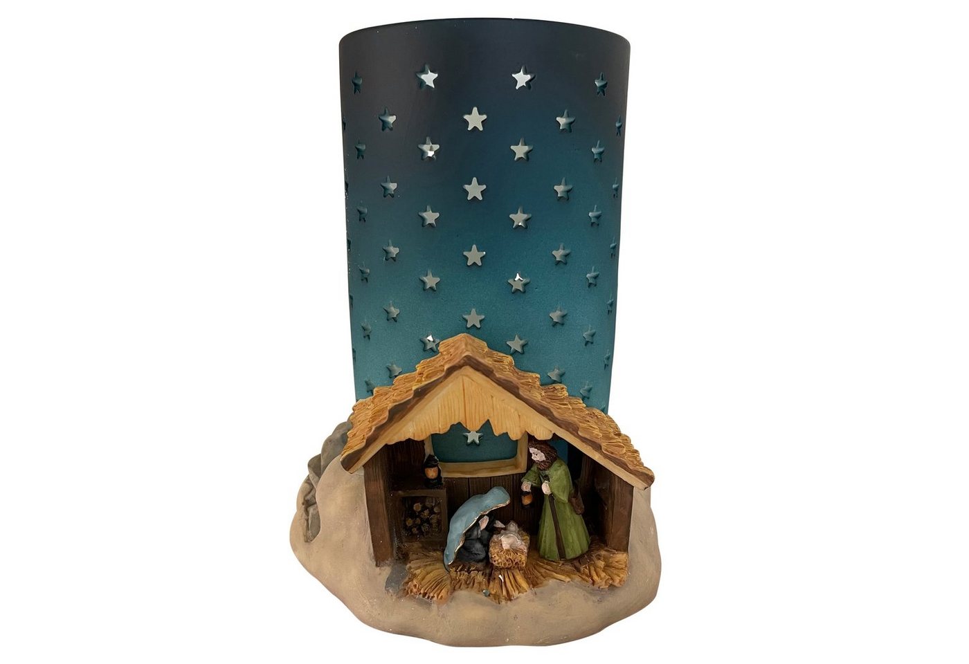 Online-Fuchs Krippe als Kerzenständer aus Keramik mit Sternen verziert, Teelichthalter, Szene im Stall, Maße: 18x16x15 cm, Kerzenhalter Online-Fuchs Krippe als Kerzenständer aus Keramik mit Sternen verziert, Teelichthalter, Szene im Stall, Maße: 18x16x15 cm, Kerzenhalter von Online-Fuchs