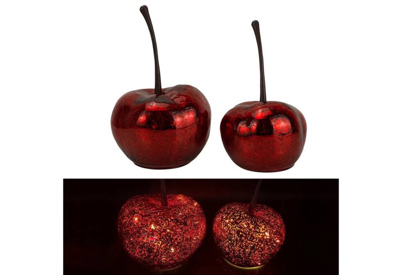 Online-Fuchs LED-Dekofigur 2 Kirschen mit LED-Lichterkette und 6-Stunden Timerfunktion (Bruchglasoptik, 2er Set), Herbst und Winterdekoration von Online-Fuchs