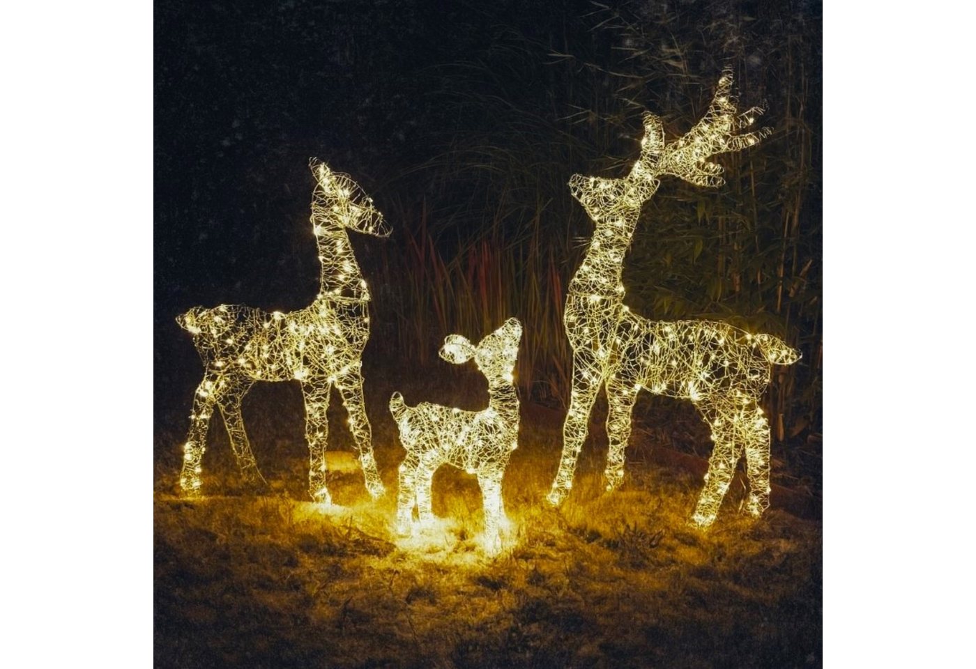 Online-Fuchs LED-Dekofigur Hirsch, Reh & Rehkitz mit LED-Lichterkette - Outdoor Weihnachtsdeko (Gartenfiguren, warmweiß beleuchtet), inklusive 6-Stunden Timerfunktion von Online-Fuchs