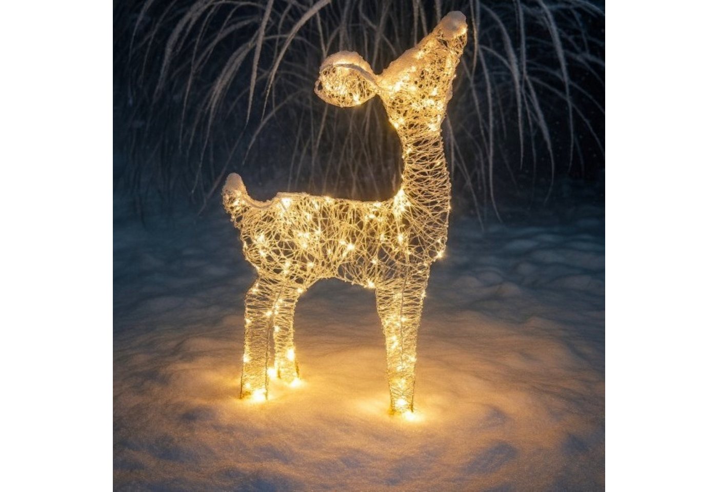 Online-Fuchs LED-Dekofigur Rehkitz mit LED-Lichterkette beleuchtet - Outdoor Weihnachtsdeko (Gartenfiguren, warmweiß beleuchtet), inklusive 6-Stunden Timerfunktion von Online-Fuchs